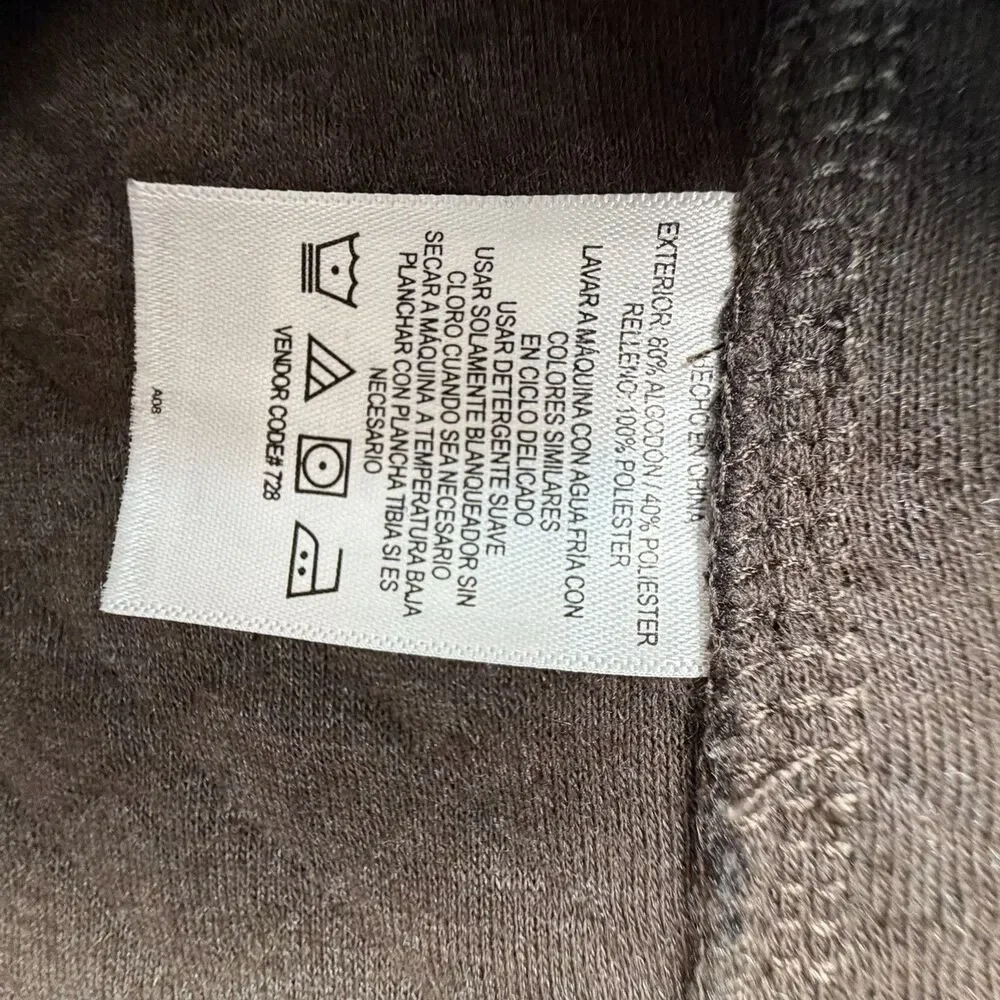 Eddie Bauer Mens Quilted Snap Pullover Brown Diamond Stitch Fleece L Funnel Neck
